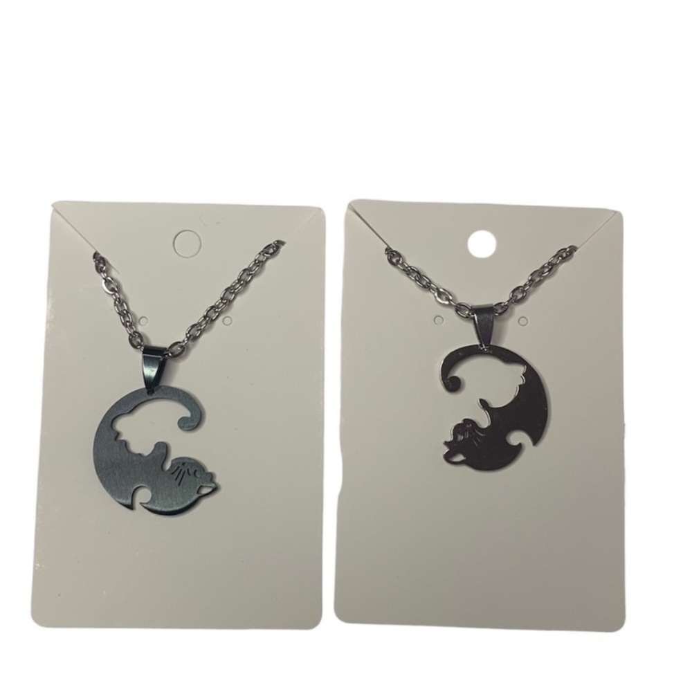 Matching cat Ying yang necklace